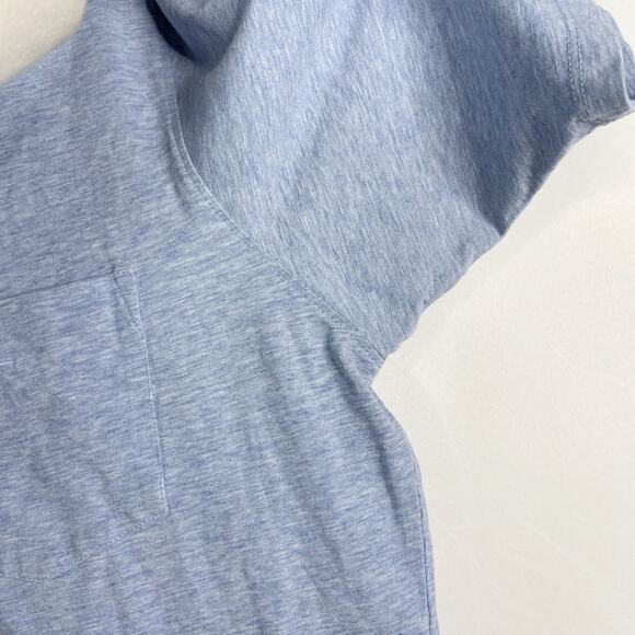 B Draddy Mens Medium M Blue Heather Pima Cotton Chest Pocket Short Sleeve Polo - Picture 7 of 8